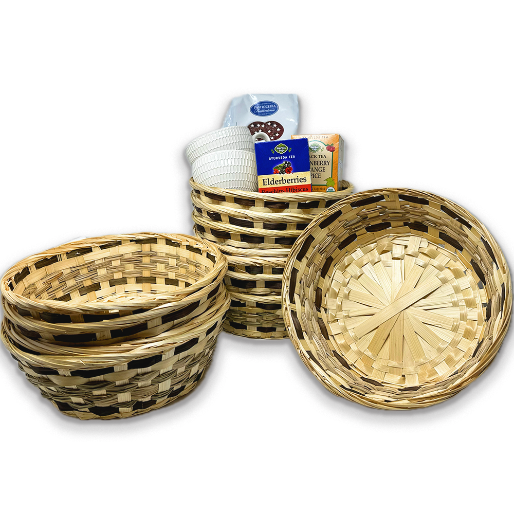 Round Bamboo with Palm Weave Utility Tray- Bulk of 12